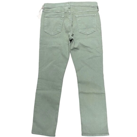 MOTHER Jeans Sz 32 STASH MID RISE DAZZLER Straight ANKLE In oil green New NWOT - Picture 3 of 7